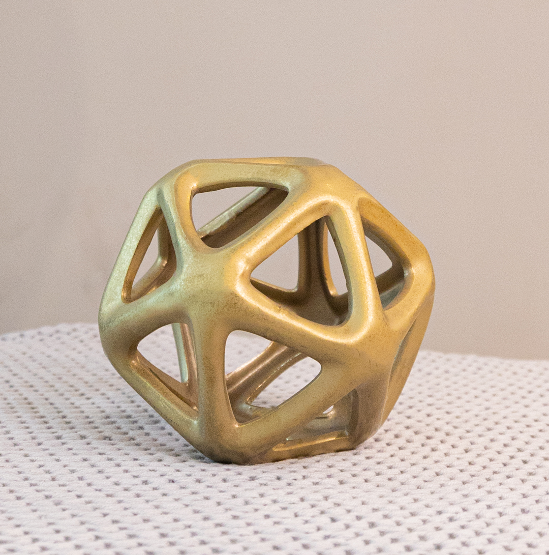 Golden Geometric Ceramic Ball Decoration (Small)