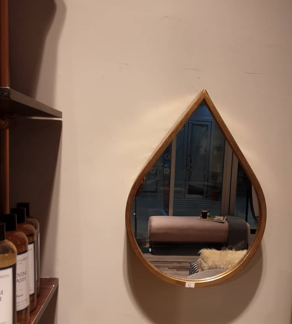 Tear drop shaped mirror